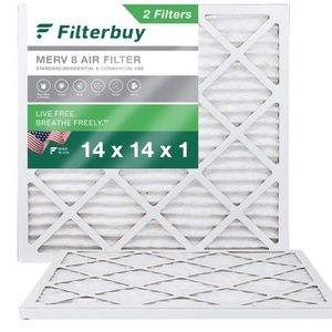 Filterbuy 14 x 14 x 1  Air Filter 2 Pack Merv 8 Pleated HVAC AC NIP